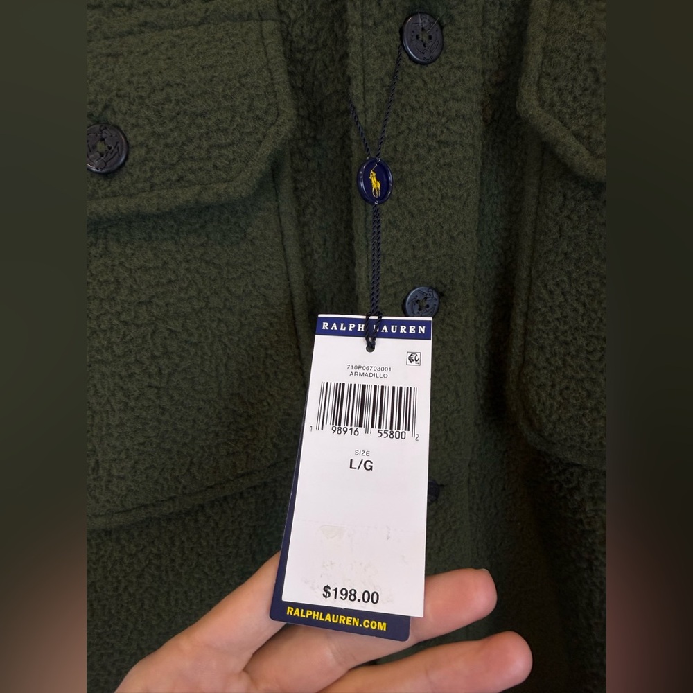 Polo Ralph Lauren Green Fleece Shirt Jacket L NWT - Picture 4 of 10